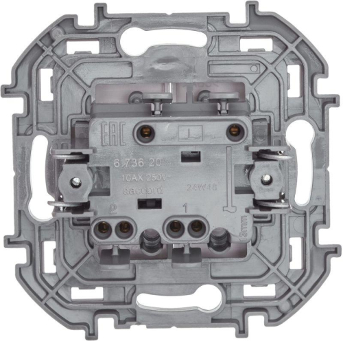 Выключатель 2-кл. Inspiria 10А IP20 250В 10AX механизм бел. IEK 673620