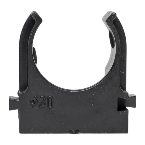 Держатель для труб (клипса) d20мм для монтажн. пистолета черн. (уп.100шт) Plast EKF derjp-z-20-black