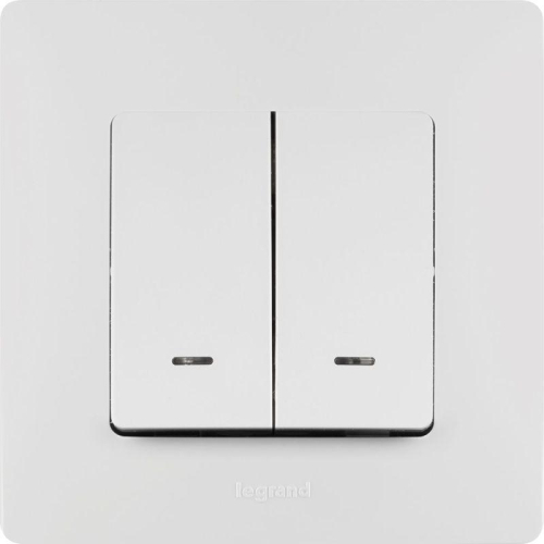 Выключатель 2-кл. СП Etika 10А IP20 250В 10AX с подсветкой/индикацией безвинтов. зажимы механизм бел. IEK 672204