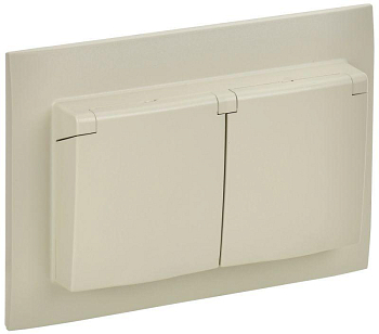 Розетка 2-м SKANDY 16А IP44 с крышкой в сборе SK-R12B беж. IEK SK-R26-16-44-K10-F