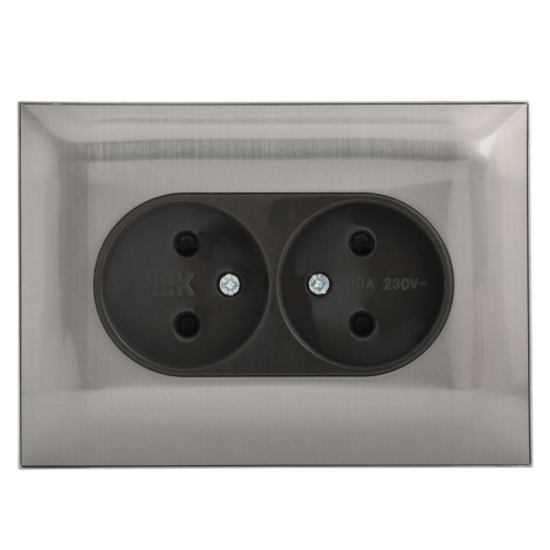 Розетка 2-м SKANDY 10А без заземл. защ. шторки в сборе SK-R09N никель IEK SK-R23-10-K50-F
