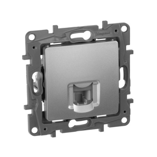 Розетка телефонная 1-м СП Etika RJ11 механизм алюм. IEK 672440