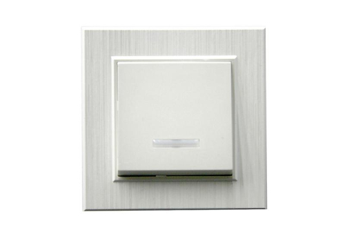 Выключатель 1-клав. с подсветкой Karea LINE STAR жемчуж. Makel 86100021