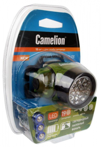 Фонарь налобный LED 5313-19F 4ML (19LED 4 режима; 3хR03 в комплекте; камуфляж) Camelion 7538