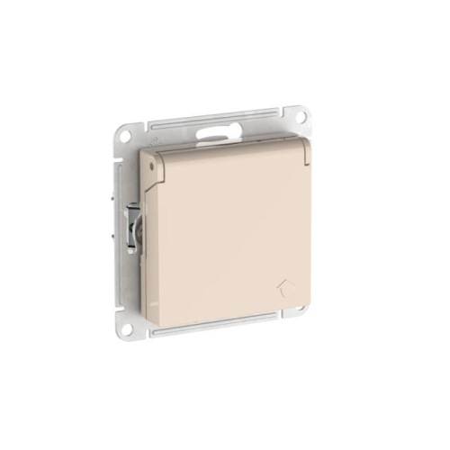 Розетка AtlasDesign 16А IP20 с заземл. защ. шторки с крышкой быстрозажим. клем. механизм беж. SE ATN000246S