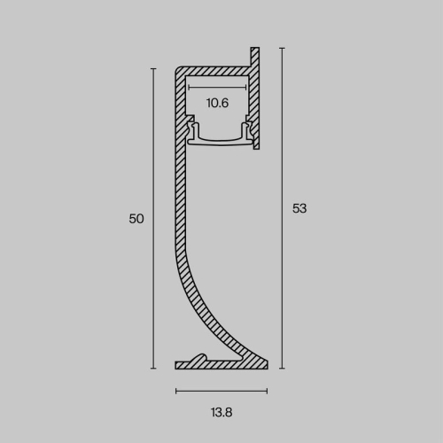 Профиль алюминиевый плинтус с подсветокой 53х14 Maytoni ALM-5314-S-2M