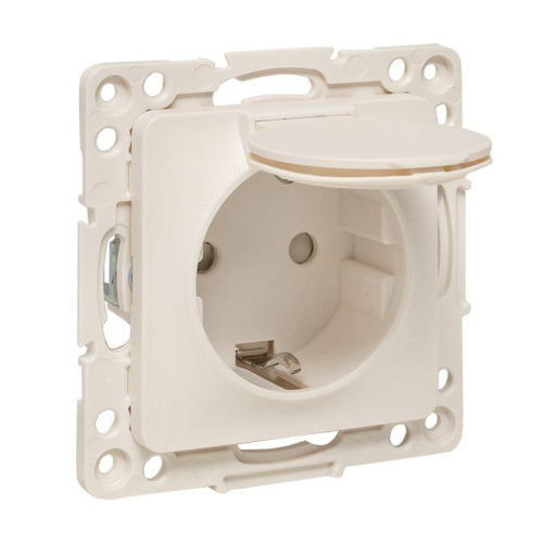 Розетка 1-м СП Стокгольм 16А IP44 с заземл. защ. шторки с крышкой механизм бел. PROxima EKF EYR16-028-10-44