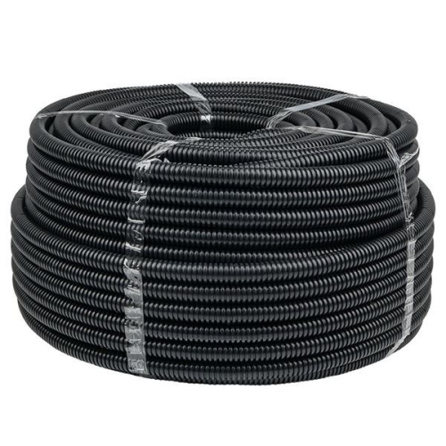 Труба гофрированная d63мм с протяжкой безгалоген. трудногорючая (FRHF) черн. (уп.15м) Plast EKF FRHF-63