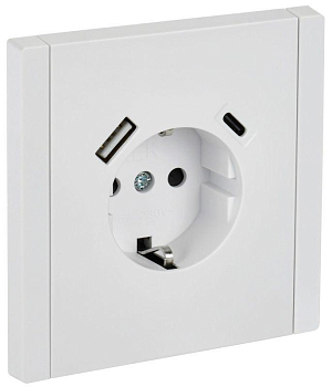 Розетка FORTE&PIANO FP247 16А USB A+C 18Вт с заземл. защ. шторки винт. крепл. бел. IEK FP-R14-16-U22-018-K01