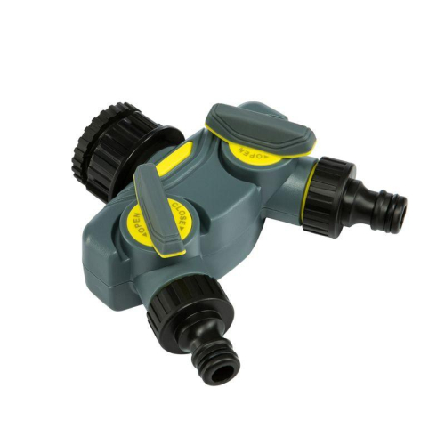 Разветвитель 2-х канальный на кран 1/2дюйм-3/4дюйм ЧЕТЫРЕ СЕЗОНА 62-0223-F