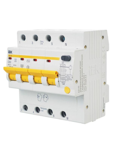 Выключатель автоматический дифференциального тока селективный 4п 63А 300мА тип AC АД14S KARAT IEK MAD13-4-063-C-300