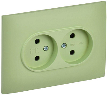 Розетка 2-м SKANDY 10А без заземл. защ. шторки в сборе SK-R09G мятный IEK SK-R23-10-K06-F