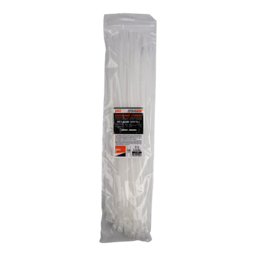 Хомут кабельный (стяжка) PCT 4.8х400-100WH 4.8х400 PA6.6 бел. (уп.100шт) JazzWay 5054097
