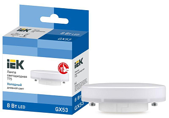 Лампа светодиодная T75 таблетка 8Вт 230В 6500К GX53 IEK LLE-T80-8-230-65-GX53