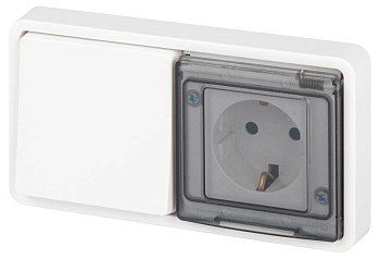 Блок розетка с выключателем Эксперт 11-7521-01 IP55 16А (10AX)-250В СУ бел. Эра Б0063261
