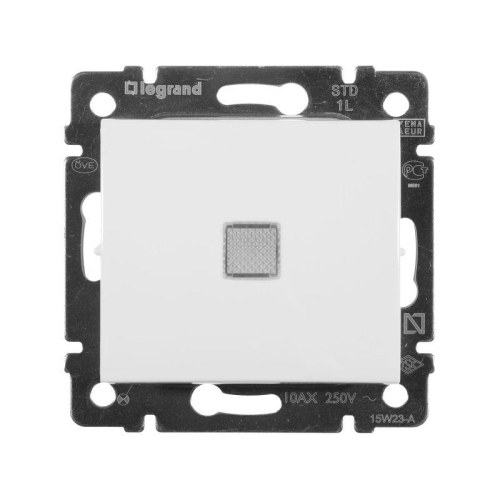 Выключатель 1-кл. СП Valena 10А IP31 250В с зел. индикацией механизм бел. IEK 774410