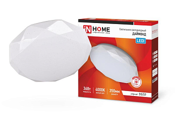 Светильник светодиодный DECO ДАЙМОНД 36Вт 4000К 3240лм 230В 380х55мм IN HOME 4690612033716