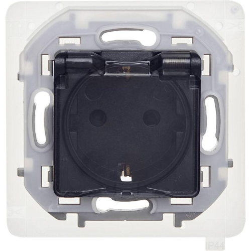 Розетка 1-м СП Inspiria 16А IP44 250В 2P+E защ. шторки с крышкой немецк. стандарт механизм антрацит IEK 673743