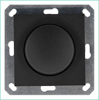 Светорегулятор поворотно-нажимной (диммер) LED 30-400Вт 1gang 2way механизм антрацит Jasmart G4012B