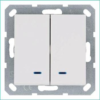 Выключатель 2-кл. 10А IP20 с подсветкой механизм бел. глянцевый Jasmart G3023NW