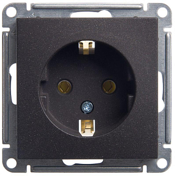 Розетка 1-м СП W59 16А IP20 с заземл. без защ. шторок механизм черн. бархат SE RS16-154-6-86