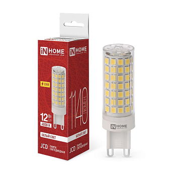 Лампа светодиодная LED-JCD 12Вт 230В G9 4000К 1140лм IN HOME 4690612060323