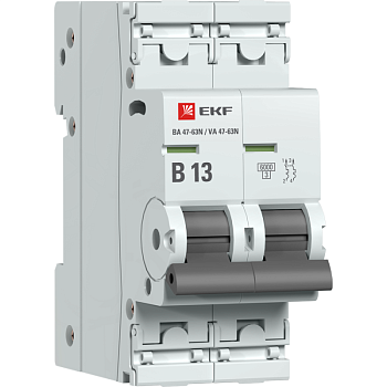 Выключатель автоматический модульный 2п B 13А 6кА ВА 47-63N PROxima EKF M636213B