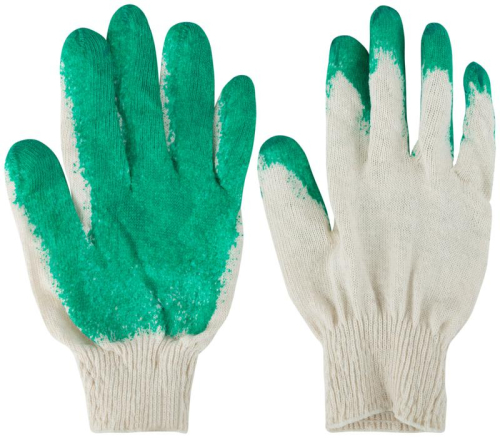 Перчатки вязаные с резиновой заливкой наладонника х/б 12470
