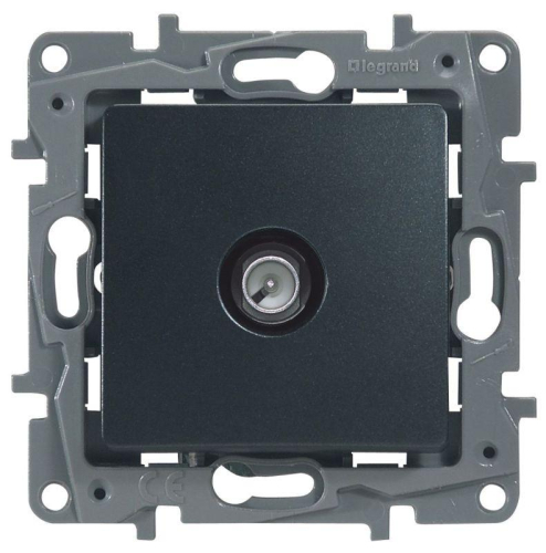 Розетка телевизионная TV СП Etika 2дБ 0-2400МГц с топологией "звезда" механизм антрацит IEK 672651