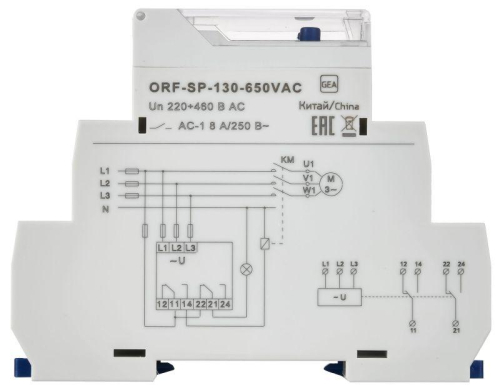 Реле фаз ORF-SP 3ф. 2 конт. 130-650В AC ONI ORF-SP-130-650VAC
