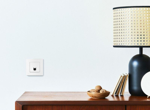 Розетка компьютерная 1-м СП Etika RJ45 кат.5E UTP механизм бел. IEK 672241