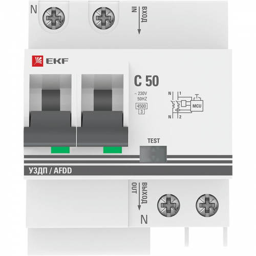 Устройство защиты от дугового пробоя 1P+N C 50А 4.5кА 72мм УЗДП PROxima EKF afdd-2-50C-72-pro
