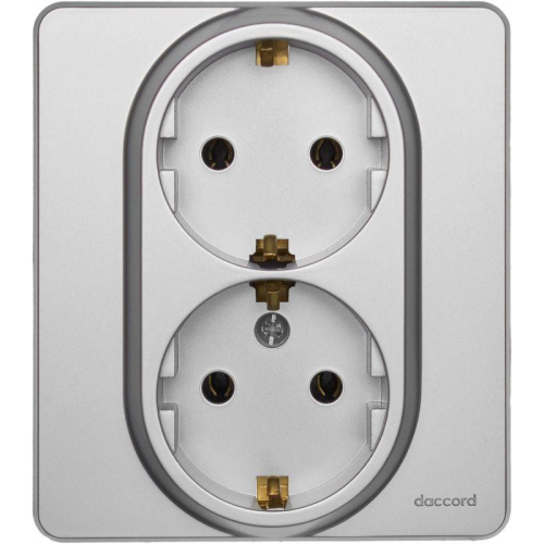 Розетка Inspiria 16А 250В 2х2P+E немецк. стандарт алюм. IEK 673752