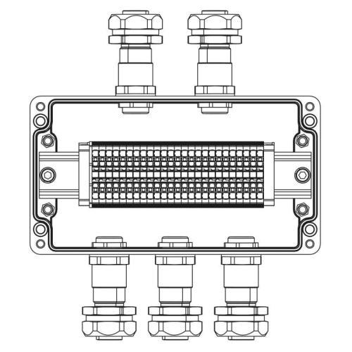 Коробка взрывозащищенная клеммная из полиэстера TBE-P-04-(25xHMM.2)-2xKAEPM2MHK-20(A)-3xKAEPM2MHK-20(C)1Ex e IIC Т5 Gb / Ex tb IIICT95град.C Db IP66/КЗ DKC 1231.041.22.11D