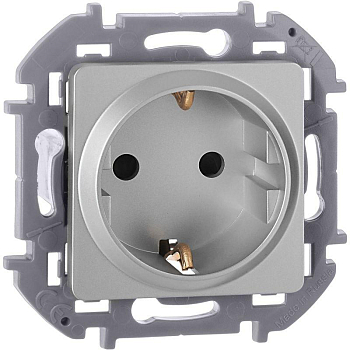 Розетка 1-м СП Inspiria 16А IP20 250В 2P+E защ. шторки немецк. стандарт механизм алюм. IEK 673732