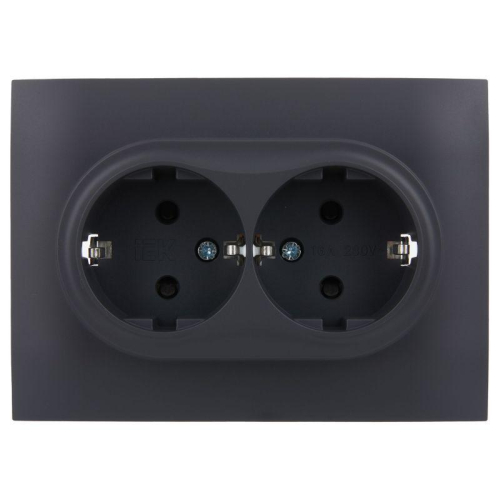 Розетка 2-м SKANDY 16А с заземл. защ. шторки в сборе SK-R07T титан IEK SK-R24-16-K48-F