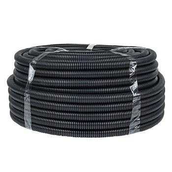 Труба гофрированная d25мм с протяжкой безгалоген. трудногорючая (FRHF) черн. (уп.75м) Plast EKF FRHF-25