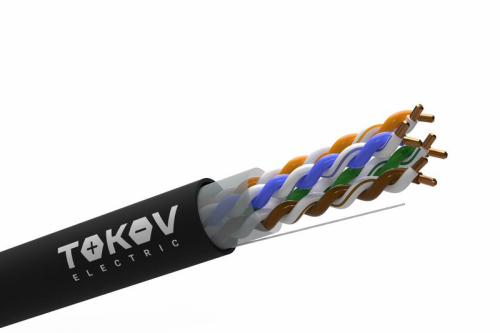 Кабель витая пара U/UTP 4х2х24AWG(0.48мм) кат.5E PE outdoor Fluke tested 305м (м) TOKOV ELECTRIC TKE-C05-U/UTP-42-5E-305-OD