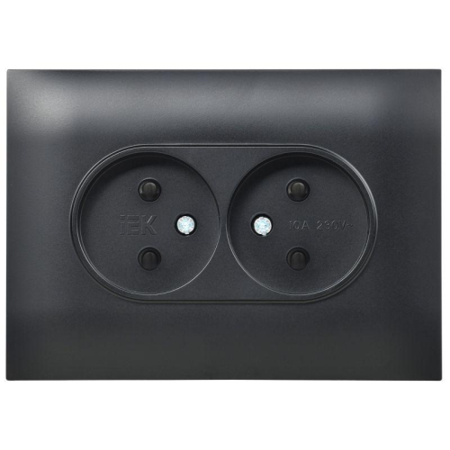 Розетка 2-м SKANDY 10А без заземл. защ. шторки в сборе SK-R09Bl черн. IEK SK-R23-10-K02-F