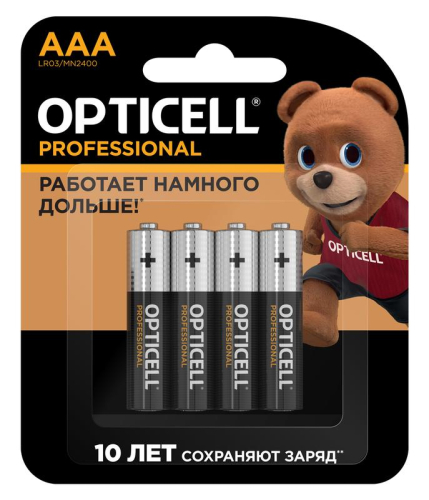 Элемент питания алкалиновый AAA/LR03 (блист. 4шт) Professional Opticell 5052002/6052002
