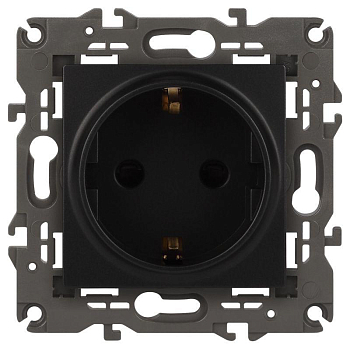 Розетка 1-м СП Эра Elegance 14-2101-05 16А IP20 16AX 250В 2P+E Schuko антрацит Эра Б0034269