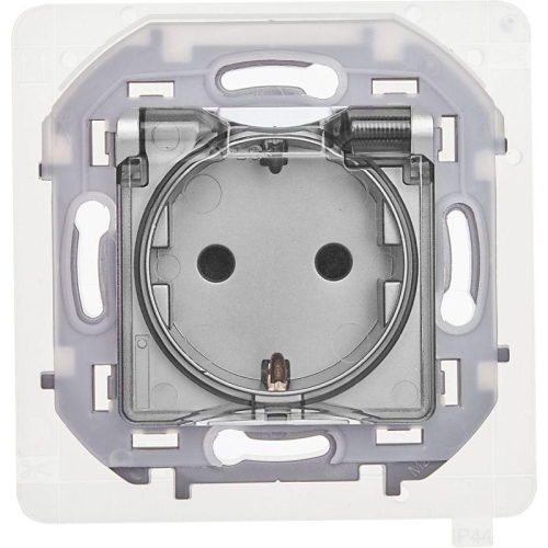 Розетка 1-м СП Inspiria 16А IP44 250В 2P+E защ. шторки с крышкой немецк. стандарт механизм алюм. IEK 673742