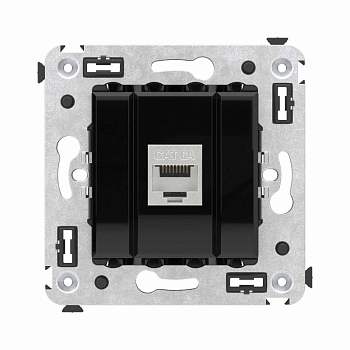 Розетка компьютерная 1-м СП Avanti "Черный квадрат" RJ45 кат.6A без шторок экранир. механизм DKC 4402773
