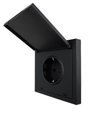 Розетка 1-мест. с/з с крышкой ПБТ СП ZIMA IP20 16А безвинт. зажим черн. бархат LEZARD 704-4288-123BQC