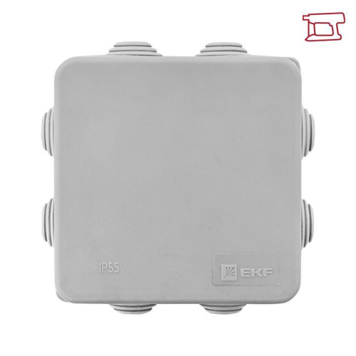 Коробка распределительная КМР-030-031 85х85х40 IP55 с крышкой для прямого монтажа 8 мембранных вводов сер. розн. стикер EKF plc-kmr-030-031-r