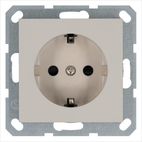 Розетка 1-м Shuko 16А IP20 с заземл. защ. шторки механизм тауп Jasmart G5501T