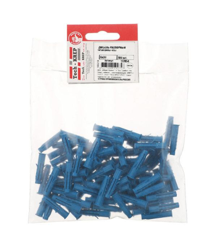 Дюбель четырехраспорный (универс.) Чапай 6х30 шипы + усы полипропилен (уп.100шт) Tech-KREP 117854