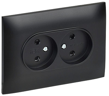 Розетка 2-м SKANDY 10А без заземл. защ. шторки в сборе SK-R09Bl черн. IEK SK-R23-10-K02-F