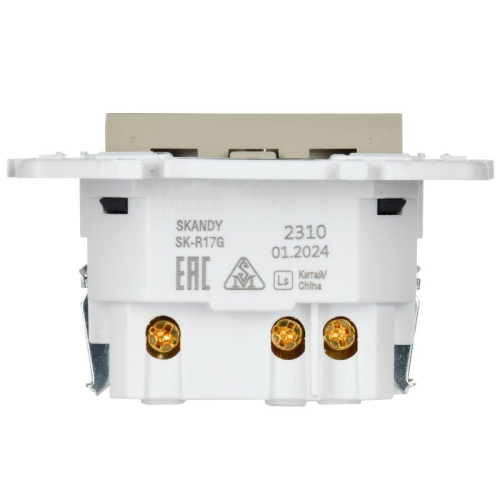 Розетка SKANDY 18Вт 16А с заземл. защ. шторки с USB C SK-R17B беж. IEK SK-R14-16-U14-018-K10
