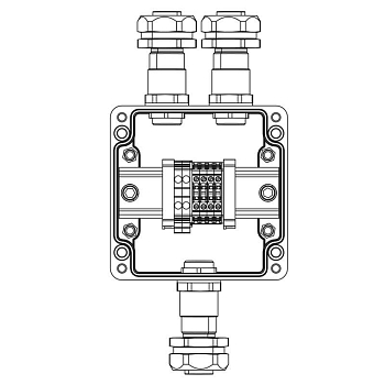 Коробка взрывозащищенная клеммная из полиэстера TBE-P-03-(2xCBC.2-2xCBC.2(i)-2xTEO.2)-2xKAEPM2MHK-20(A)-1xKAEPM2MHK-20(C)1Ex e IICТ5 Gb / Ex tb IIIC T95град.C Db IP66 DKC 1231.031.22.11C